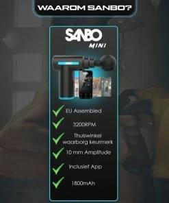 Sanbo Mini Massage Gun - Sport En Relax Massage - Professioneel- Inclusief Koffer - Inclusief APP - 5 Opzetstukken - Massage Apparaat - Massage Pistool - Black Friday 2022 -KLASVSA Verkoop 550x550 51