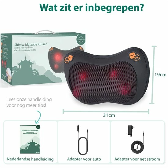 WeRelieff Shiatsu Massagekussen Met Warmte ? Nekmassage Kussen Met 3 Standen ? Massage Apparaat Voor Nek En Rug 8 WeRelieff Shiatsu Massagekussen Met Warmte ? Nekmassage Kussen Met 3 Standen ? Massage Apparaat Voor Nek En Rug - Afbeelding 8