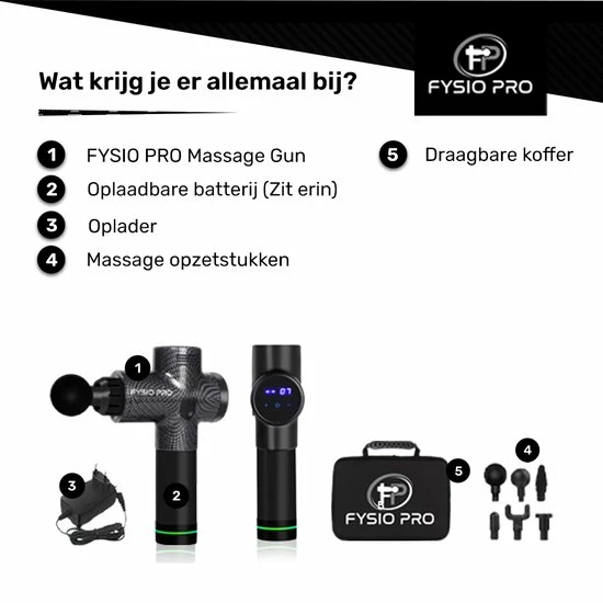 FYSIO PRO - Massage Gun - Sport En Relax Massage - Professioneel - Inclusief 6 Opzetstukken 7 FYSIO PRO - Massage Gun - Sport En Relax Massage - Professioneel - Inclusief 6 Opzetstukken - Afbeelding 7