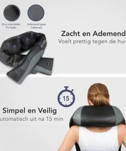 LifeGoods Shiatsu Massagekussen - Elektrisch Apparaat - Nek En Schouder - Warmtefunctie Met Infrarood - Zwart -KLASVSA Verkoop 550x550 6