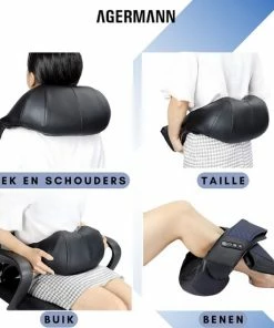 AGERMANN Massagekussen Met Draagtas - Nek- En Schouder Massage Apparaat Met Warmtefunctie - Shiatsu - Massage Kussen Nek En Rug - Draadloos Massage Apparaat - Blauw -KLASVSA Verkoop 550x550 617