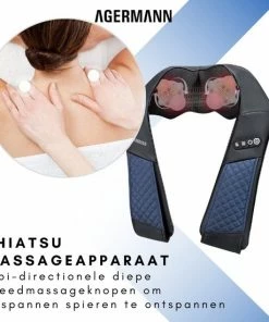 AGERMANN Massagekussen Met Draagtas - Nek- En Schouder Massage Apparaat Met Warmtefunctie - Shiatsu - Massage Kussen Nek En Rug - Draadloos Massage Apparaat - Blauw -KLASVSA Verkoop 550x550 619