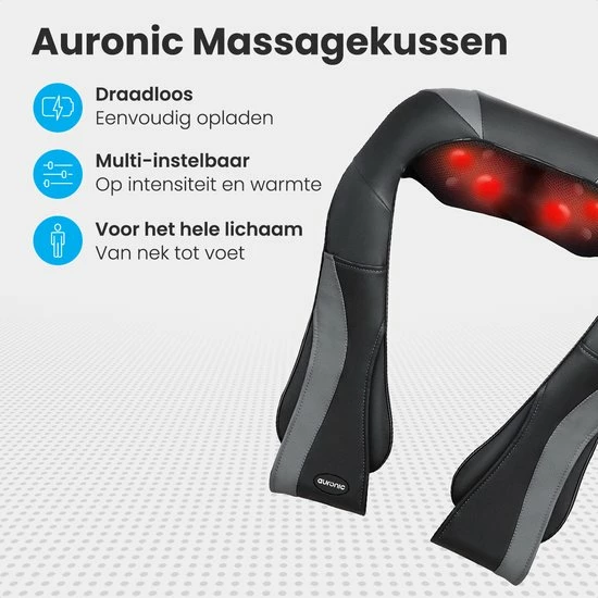 Auronic Massagekussen - Shiatsu - Elektrisch - met Warmtefunctie - Nek en Schouder - met Draagtas - Zwart Auronic Massagekussen - Shiatsu - Elektrisch - Met Warmtefunctie - Nek En Schouder - Met Draagtas - Zwart -KLASVSA Verkoop 550x550 629