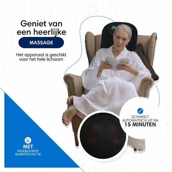 Duerté - Shiatsu Massagekussen Nek En Rug Incl. Infrarood - Massage Stoel Met Vibratie - Inklapbaar En Draagbaar 3 Duerté - Shiatsu Massagekussen Nek En Rug Incl. Infrarood - Massage Stoel Met Vibratie - Inklapbaar En Draagbaar - Afbeelding 3