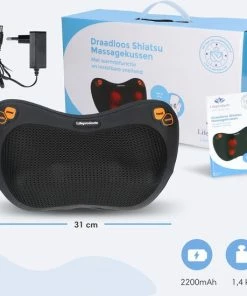 Lifeproducts Oplaadbaar Shiatsu Massagekussen | Draadloos Massageapparaat Met Verwarming -KLASVSA Verkoop 550x550 73