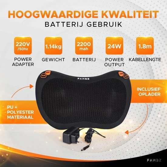 FAMBZ Premium Infrarood Massage Shiatsu Kussen Apparaat Draadloos (Oranje) - 3 Snelheden - Massageapparaat voor Nek / Schouder ? Nekmassage Apparaat - Massagekussen FAMBZ Premium Infrarood Massage Shiatsu Kussen Apparaat Draadloos (Oranje) - 3 Snelheden - Massageapparaat Voor Nek / Schouder ? Nekmassage Apparaat - Massagekussen -KLASVSA Verkoop 550x550 768