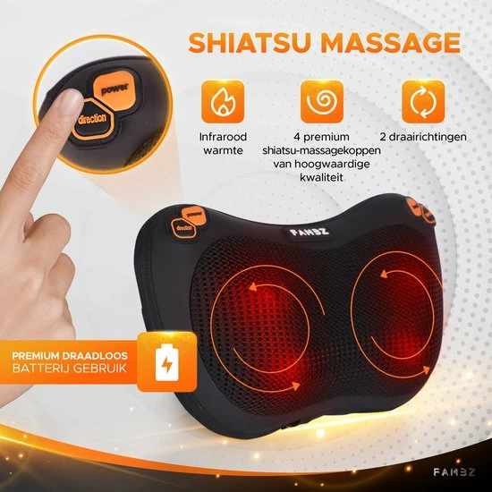 FAMBZ Premium Infrarood Massage Shiatsu Kussen Apparaat Draadloos (Oranje) - 3 Snelheden - Massageapparaat voor Nek / Schouder ? Nekmassage Apparaat - Massagekussen FAMBZ Premium Infrarood Massage Shiatsu Kussen Apparaat Draadloos (Oranje) - 3 Snelheden - Massageapparaat Voor Nek / Schouder ? Nekmassage Apparaat - Massagekussen -KLASVSA Verkoop 550x550 769
