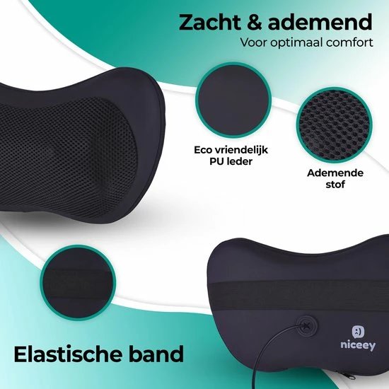 Niceey Shiatsu Massagekussen Nek En Rug - Nekmassage Apparaat - Infrarood Massageapparaat - Massage Kussen - 8 Massageknoppen - Zwart 6 Niceey Shiatsu Massagekussen Nek En Rug - Nekmassage Apparaat - Infrarood Massageapparaat - Massage Kussen - 8 Massageknoppen - Zwart - Afbeelding 6