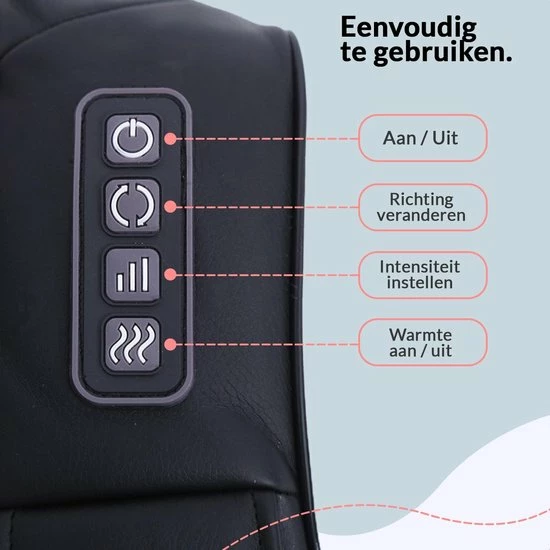 Buxibo Elektrisch Shiatsu Massage Kussen 2.00 - Met Stoelgesp En Armlussen- Met Warmte Functie - Zwart 5 Buxibo Elektrisch Shiatsu Massage Kussen 2.00 - Met Stoelgesp En Armlussen- Met Warmte Functie - Zwart - Afbeelding 5