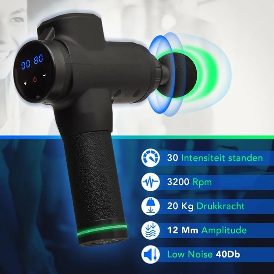 LifeGoods Massage Gun - Professioneel Massage Apparaat - Nek, Rug, Fullbody - Acupressuur, Klop En Compressie - 6 Opzetstukken - Koffer - 30 Standen - Zwart 4 LifeGoods Massage Gun - Professioneel Massage Apparaat - Nek, Rug, Fullbody - Acupressuur, Klop En Compressie - 6 Opzetstukken - Koffer - 30 Standen - Zwart - Afbeelding 4