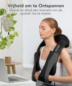 LifeGoods Shiatsu Massagekussen - Elektrisch Apparaat - Nek En Schouder - Warmtefunctie Met Infrarood - Zwart -KLASVSA Verkoop 550x550 9