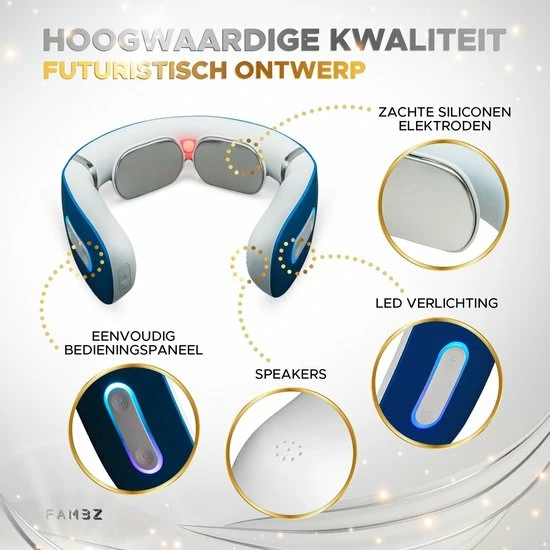 FAMBZ Ultimate Infrarood Nekmassage Apparaat (Oceaan Blauw) - 5 Verschillende Massages Met 16 Snelheden 3 FAMBZ Ultimate Infrarood Nekmassage Apparaat (Oceaan Blauw) - 5 Verschillende Massages Met 16 Snelheden - Afbeelding 3