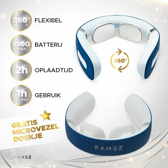 FAMBZ Ultimate Infrarood Nekmassage Apparaat (Oceaan Blauw) - 5 Verschillende Massages Met 16 Snelheden 4 FAMBZ Ultimate Infrarood Nekmassage Apparaat (Oceaan Blauw) - 5 Verschillende Massages Met 16 Snelheden - Afbeelding 4