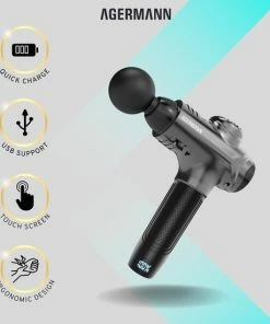 AGERMANN - Massage Gun - 12 Opzetstukken - Touchscreen - Professioneel - Sport Massage Apparaat - Theragun - 3300 Mah - Grijs -KLASVSA Verkoop 550x550 974
