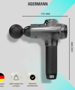 AGERMANN - Massage Gun - 12 Opzetstukken - Touchscreen - Professioneel - Sport Massage Apparaat - Theragun - 3300 Mah - Grijs -KLASVSA Verkoop 550x550 975