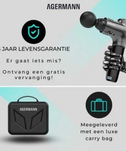 AGERMANN - Massage Gun - 12 Opzetstukken - Touchscreen - Professioneel - Sport Massage Apparaat - Theragun - 3300 Mah - Grijs -KLASVSA Verkoop 550x550 977