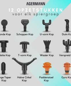 AGERMANN - Massage Gun - 12 Opzetstukken - Touchscreen - Professioneel - Sport Massage Apparaat - Theragun - 3300 Mah - Grijs -KLASVSA Verkoop 550x550 978