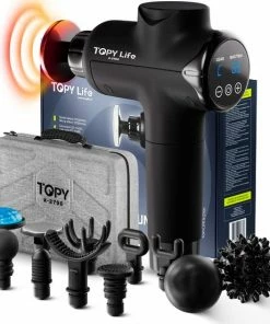 Topylife? Massage Gun - Heat Massage Gun - Professioneel & Krachtig Massage Apparaat - Inclusief Warme Kop & Koude Kop - Snel En Effectief Spierherstel - Ontspan En Relax Met Deze Massage Pistool - Massage Ballen En Opzetstukken
