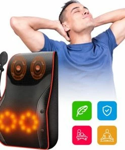 Tavaro Draadloos Massagekussen XXL Met Verwarmingsfunctie - Massageapparaat - Zwart