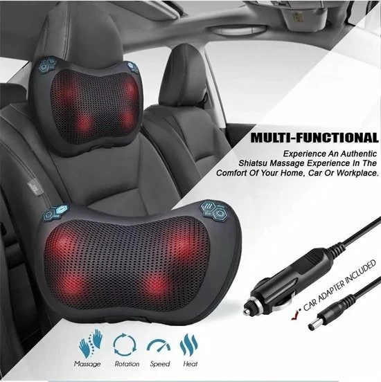 MOSO Shiatsu Massagekussen Met Infrarood Warmte Functie Nekkussen Voor Nek Schouder Rug Hand Voor Thuis En Auto Zwart 3 MOSO Shiatsu Massagekussen Met Infrarood Warmte Functie Nekkussen Voor Nek Schouder Rug Hand Voor Thuis En Auto Zwart - Afbeelding 3