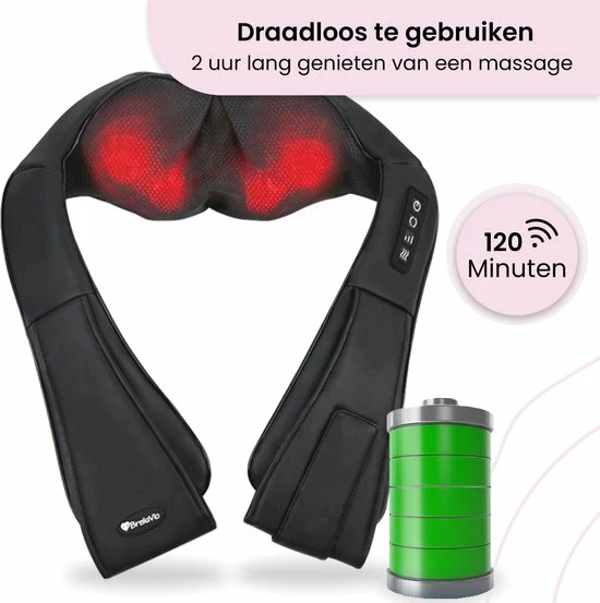 BrellaVio XL Draadloos Massage Kussen + Massagebal - Warmte Functie en Rugsluiting voor Handsfree Gebruik - Shiatsu Apparaat voor Nek/Schouder/Rug/Voeten BrellaVio XL Draadloos Massage Kussen + Massagebal - Warmte Functie En Rugsluiting Voor Handsfree Gebruik - Shiatsu Apparaat Voor Nek/Schouder/Rug/Voeten -KLASVSA Verkoop