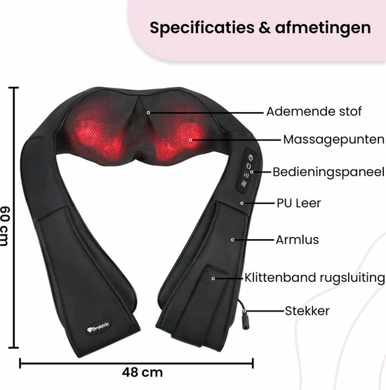 BrellaVio XL Draadloos Massage Kussen + Massagebal - Warmte Functie en Rugsluiting voor Handsfree Gebruik - Shiatsu Apparaat voor Nek/Schouder/Rug/Voeten BrellaVio XL Draadloos Massage Kussen + Massagebal - Warmte Functie En Rugsluiting Voor Handsfree Gebruik - Shiatsu Apparaat Voor Nek/Schouder/Rug/Voeten -KLASVSA Verkoop 550x556 2