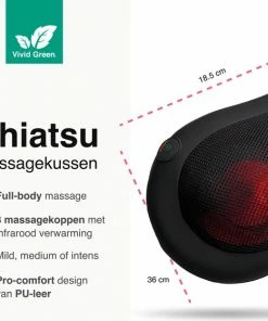 Vivid Green Shiatsu Massagekussen - Massage Apparaten - Nekmassage Apparaat - Infrarood Kussen Nek En Rug - Ontspanning - Zwart -KLASVSA Verkoop 550x560 2