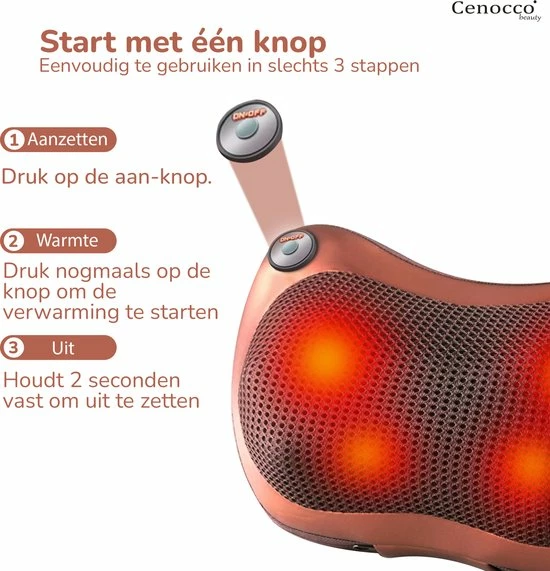 Merkloos Shiatsu Massage Kussen - Elektrisch - Nek/Rug/Voeten - Met Warmte Functie ? Draadloos - Voor In De Auto - Op Kantoor - Bruin 3 Merkloos Shiatsu Massage Kussen - Elektrisch - Nek/Rug/Voeten - Met Warmte Functie ? Draadloos - Voor In De Auto - Op Kantoor - Bruin - Afbeelding 3