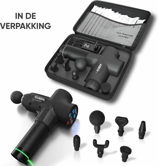 YURDA Professionele Massage Gun 30 Standen - Massage Apparaat - 6 Opzetstukken - Zwart 8 YURDA Professionele Massage Gun 30 Standen - Massage Apparaat - 6 Opzetstukken - Zwart - Afbeelding 8