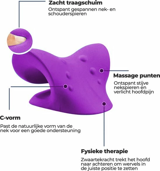 Nekstretcher - Massage Kussen - Nek Stretcher - Shiatsu Massagekussen - Nekmassage Apparaat - Belenthi Nekkussen - Massage - Paars - Acupunctuur 2 Nekstretcher - Massage Kussen - Nek Stretcher - Shiatsu Massagekussen - Nekmassage Apparaat - Belenthi Nekkussen - Massage - Paars - Acupunctuur - Afbeelding 2