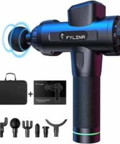 FYLINA Massage Gun - Massage Apparaten -Zomer Sale! Fitness Apparaten- Sport - LED Display - 30 Standen - 6 Kopstukken - 8 Uur Lang Werkheid- Inclusief Reistas - Zwart