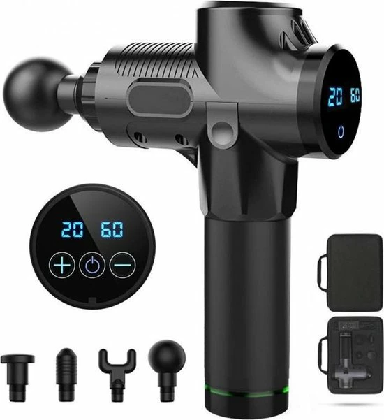 Merkloos Massage Gun + 6 Opzetstukken | Zwart 1 Merkloos Massage Gun + 6 Opzetstukken | Zwart