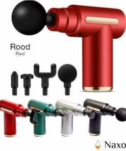 Naxo Massage Gun (Rood) - Massage Gun - Massageapparaat - Massageapparaten - Sport & Relax Massage - Percussietherapie - Vibratiemassage - Spiermassage - Zelfmassage - Toepassende Kopstukken - Incl. Draagbare Case - Incl. Oefenprogramma