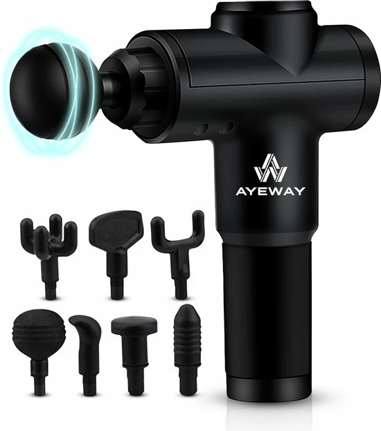 AyeWay Professionele Massage Gun - Nek, Rug, Fullbody - 7 Opzetstukken - 6 Standen 1 AyeWay Professionele Massage Gun - Nek, Rug, Fullbody - 7 Opzetstukken - 6 Standen