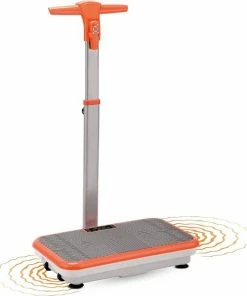 Vibroshaper Vibro Shaper - Fitness Trilplaat Ondersteunt Spieropbouw En Vetverbranding - Vibratietrainer Voor Alle Spiergroepen - Inclusief Fitnessbanden - Oranje Met Handvat