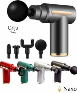Naxo Massage Gun (Grijs) - Massage Gun - Massageapparaat - Massageapparaten - Sport & Relax Massage - Percussietherapie - Vibratiemassage - Spiermassage - Zelfmassage - Toepassende Kopstukken - Incl. Draagbare Case - Incl. Oefenprogramma