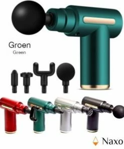 Naxo Massage Gun (Groen) - Massage Gun - Massageapparaat - Massageapparaten - Sport & Relax Massage - Percussietherapie - Vibratiemassage - Spiermassage - Zelfmassage - Toepassende Kopstukken - Incl. Draagbare Case - Incl. Oefenprogramma