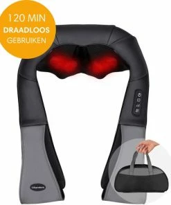 Lifeproducts Oplaadbaar Shiatsu Massagekussen - Draadloos Verwarmd Nek En Rug Massageapparaat