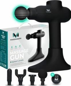 Massagerr? Massage Gun PRO - Professioneel Massage Apparaat - Inclusief Standaard En Stressbal ? Sport En Relax Massage ? Nek, Rug, Voet, Schouder, Arm ? Klop En Compressie