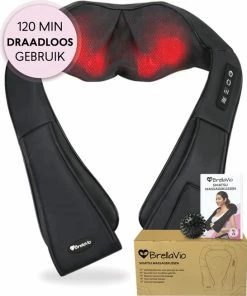 BrellaVio XL Draadloos Massage Kussen + Massagebal - Warmte Functie En Rugsluiting Voor Handsfree Gebruik - Shiatsu Apparaat Voor Nek/Schouder/Rug/Voeten