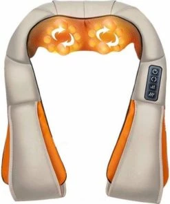 Trend24 Home Essentials Shiatsu Massage - Massage Kussen Nek En Rug - Nekmassage - Nekmassage Apparaat - Massagekussen - Massagekussen Draadloos - Schoudermassage - Nekmassage Kussen - Met Oplader En Autolader - Beige