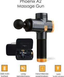 Massage Gun - Massage Apparaat ? Phoenix A2 ? 4 Opzetstukken ? Professioneel ? 3200 RPM!