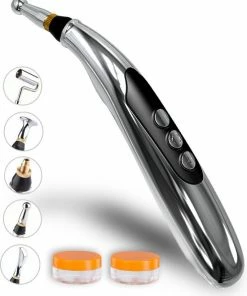 Bolusso Complete Acupunctuur Pen Set ? Inclusief 5 Kopstukken, Nederlandse Handleiding ? Massage Pen En Hulpmiddel ? Oplaadbaar - Inclusief Gel Potjes