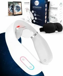 Diley Dreams® Infrarood Nekmassage Apparaat Met 3D Slaapmasker – Massage Apparaat – Massagekussen – Wit