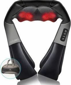 Recures? Shiatsu Massagekussen Met Draagtas ? Nekmassage Apparaat Met Infrarood - Zwart