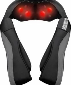 LifeGoods Shiatsu Massagekussen - Elektrisch Apparaat - Nek En Schouder - Warmtefunctie Met Infrarood - Zwart