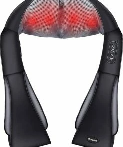 Auronic Draadloos Shiatsu Massagekussen - Elektrisch Apparaat - Nek En Schouder - Warmtefunctie Met Infrarood - Zwart