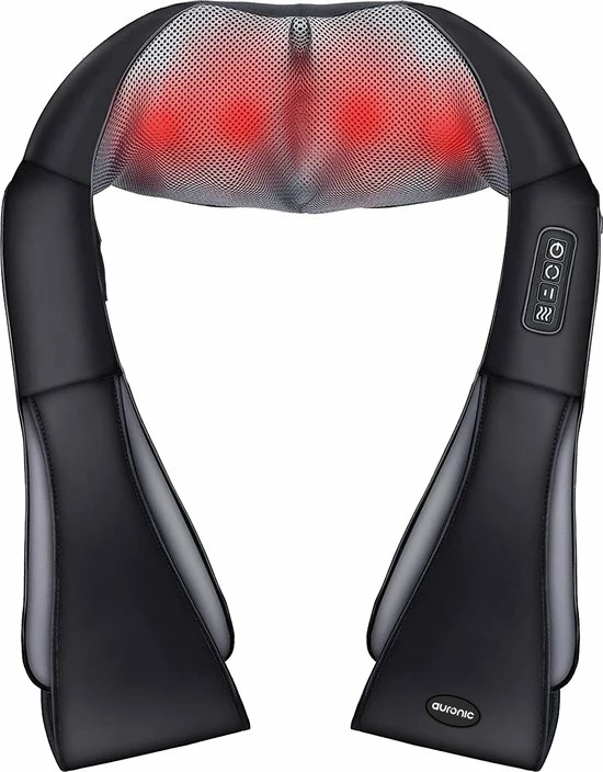 Auronic Draadloos Shiatsu Massagekussen - Elektrisch Apparaat - Nek en Schouder - Warmtefunctie met Infrarood - Zwart Auronic Draadloos Shiatsu Massagekussen - Elektrisch Apparaat - Nek En Schouder - Warmtefunctie Met Infrarood - Zwart -KLASVSA Verkoop