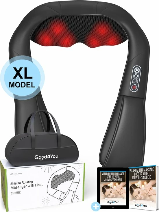 Good4You Elektrisch Shiatsu Massagekussen - Massageapparaat - Nek En Schouder 1 Good4You Elektrisch Shiatsu Massagekussen - Massageapparaat - Nek En Schouder