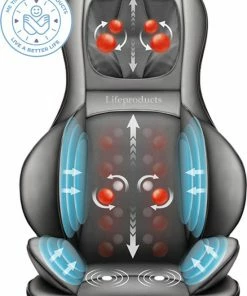 Lifeproducts Shiatsu Massagestoel Met Massagekussen – Massage Stoel Met Luchtcompressiemassage – Instelbare Warmtefunctie – Met Nekmassage, Rugmassage, En Dijmassage